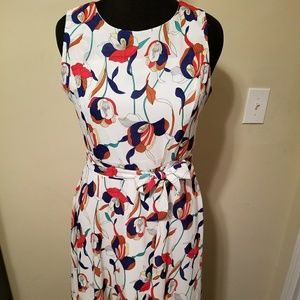 Floral Printed Dress, White/Multi - Sz Lg